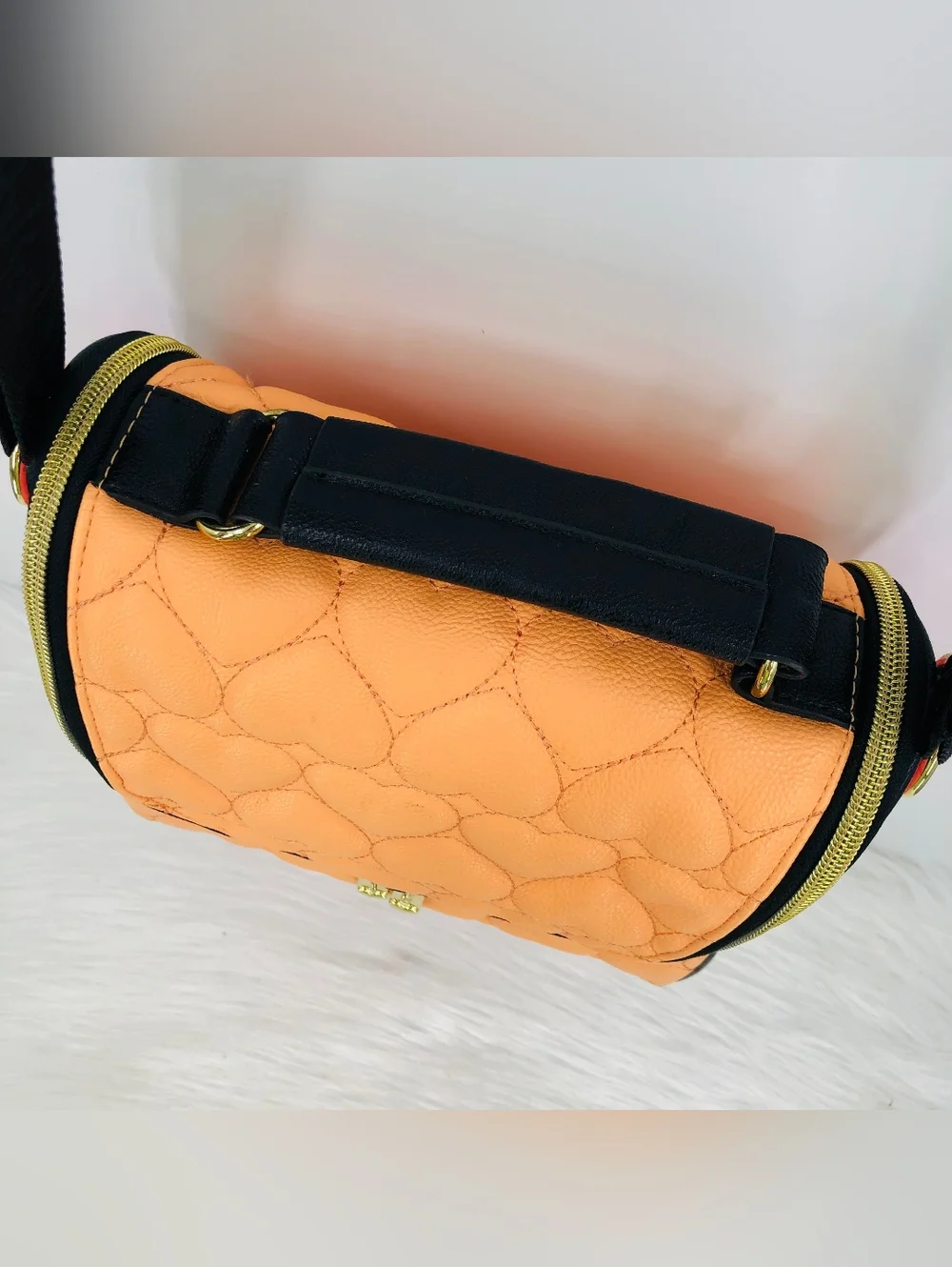 Betsey Johnson Quilted Heart Orange & Pink Lunch Bag
